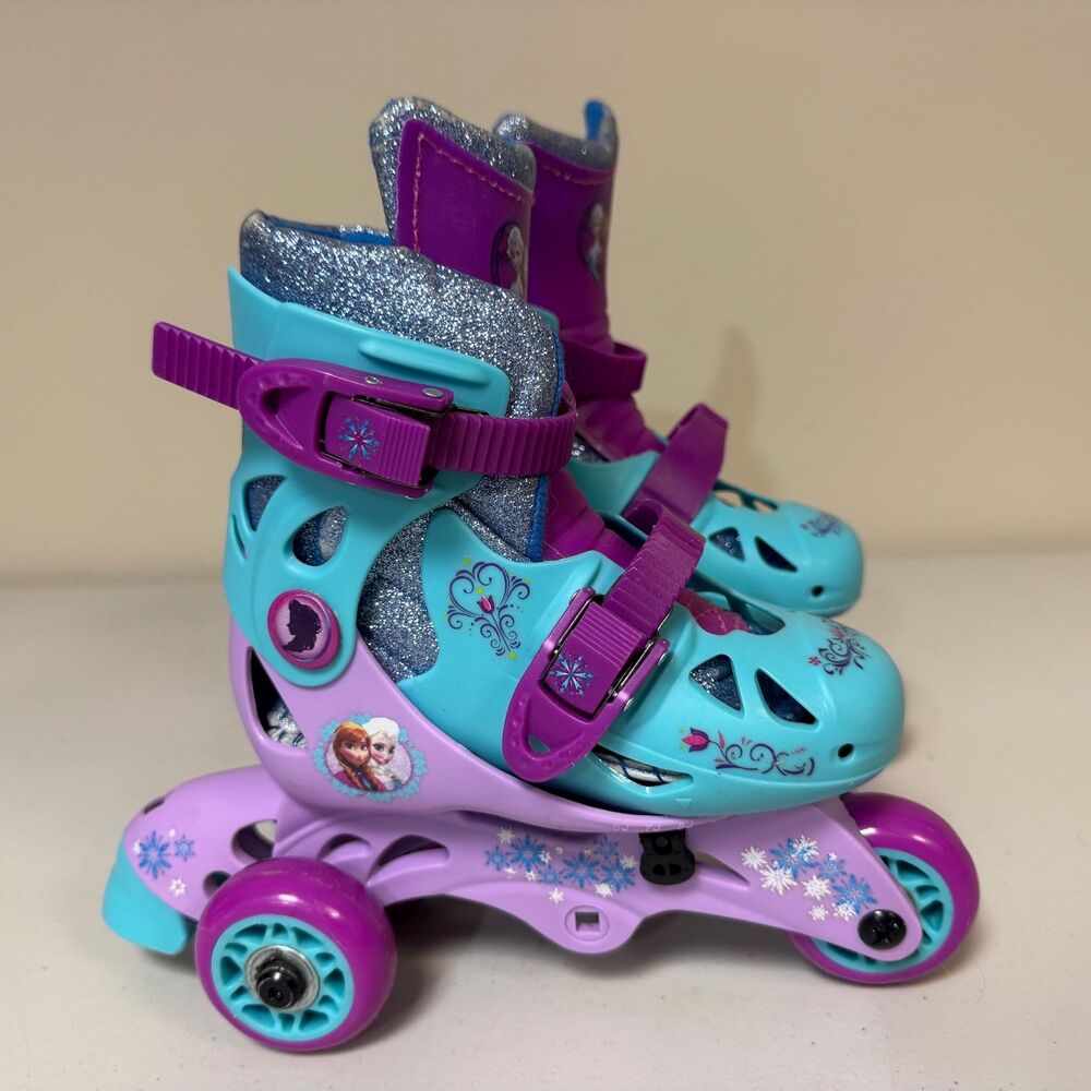 Disney Frozen Roller Blade Inline Skates Balance Training Adjustable Jr 6-9 Elsa